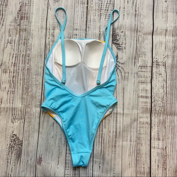 Free Society Blue Striped One Piece Swimsuit.  Size 4. EUC - Picture 6 of 10